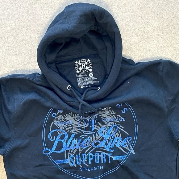 HOWITZER MENS BLUE 'BACK THE BLUE' DISTRESSED GAPHIC HOODIE - NWOT - - Picture 6 of 7